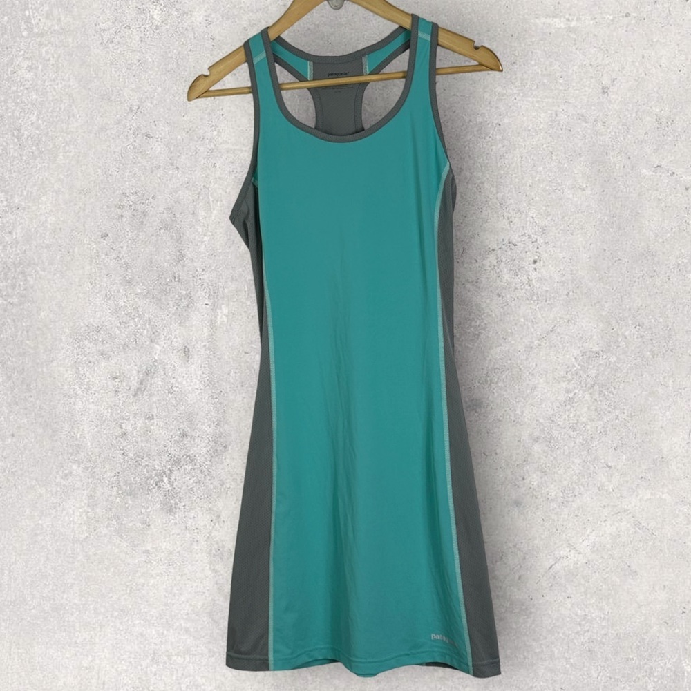 Patagonia All Weather Dress Teal Grey Racerback‎ Athletic Size Medium Travel M